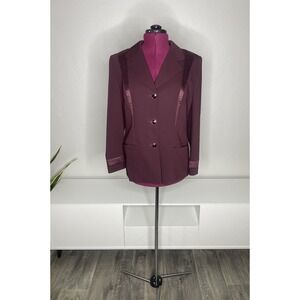 Vintage ESCADA Margaretha Ley Blazer Jacket Womens 42 wool tuxedo Lined Burgundy